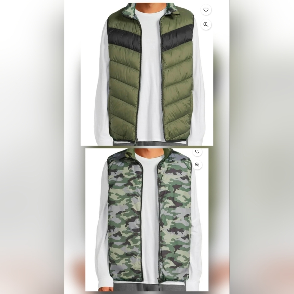 Men's AlpineSwiss Lightweight Down Puffer XL Army Reversible Camouflage Green